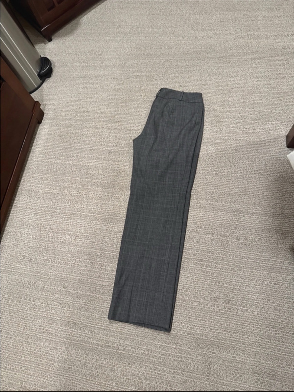 Ann Taylor Gray Plaid Straight-Leg Trousers